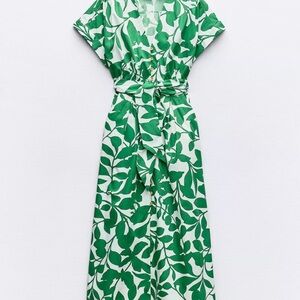 Zara Green Leaf Pattern Dress